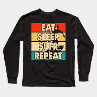 Eat Sleep Surf Repeat T Shirt For Women Long Sleeve T-Shirt